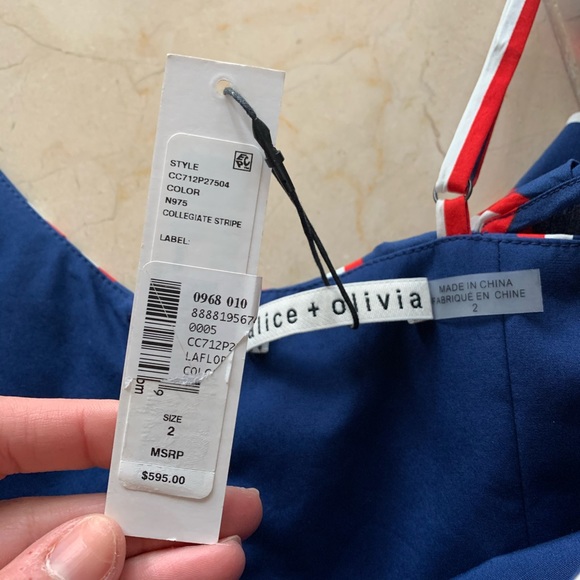 Alice + Olivia NWT $595 Collegiate Stripes Dress - Picture 3 of 6